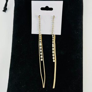 Fashion Jewelry, Rhinestone Gold Earrings